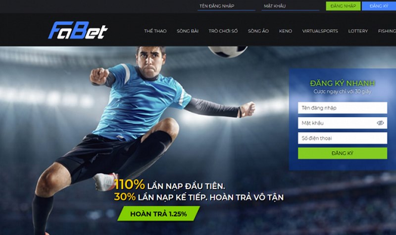 Khuyến mãi 110% nạp lần đầu tiên vào tài khoản game Fabet