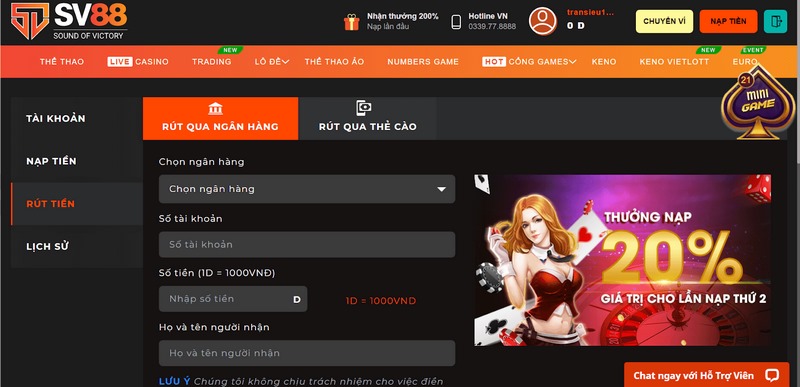 Rút tiền về thẻ cào điện thoại không mất phí với 3 bước