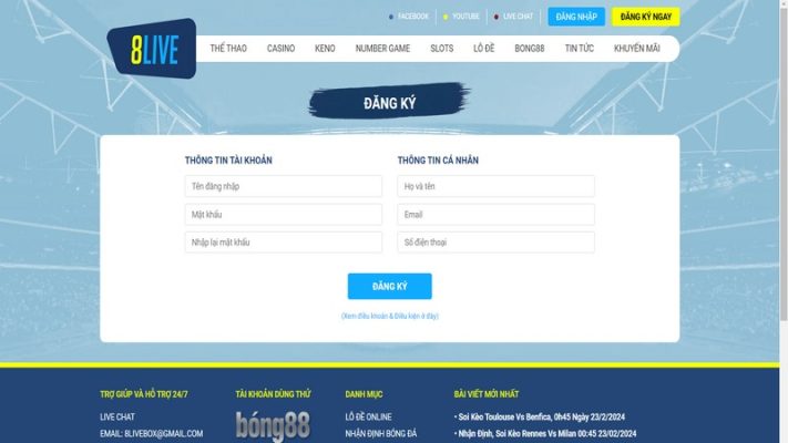 Kiểm tra và xác nhận đăng ký 8LIVE sau khi thông tin cung cấp chính xác